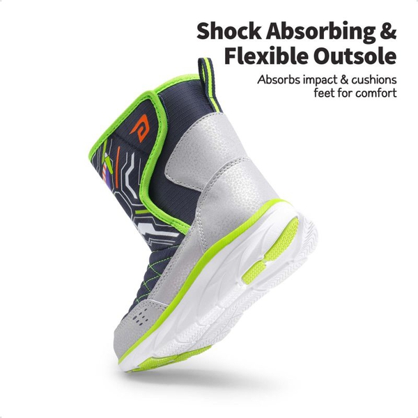 Kids Mid-Calf Lightweight Snow Boots  - NAVY-NEON GREEN - 4